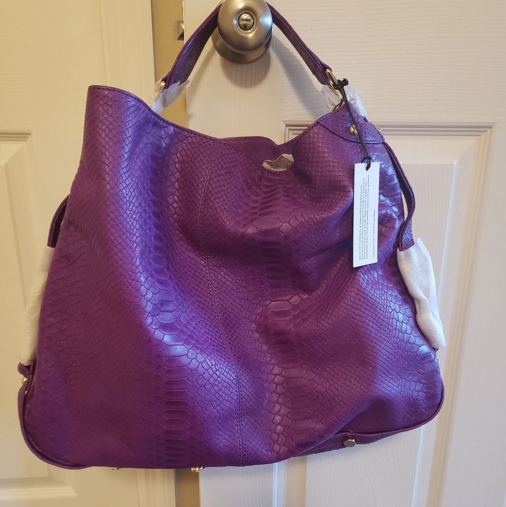 Rebecca Minkoff Nikki Croc Embossed Hobo - Purple